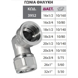 ΓΩΝΙΑ ΘΗΛ. 20Χ1/2  ALU PEX Bonom ΤΕΧ/ΣΥΣΦ