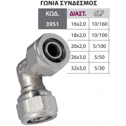 ΓΩΝΙΑ ΣΥΝΔΕΣΜΟΣ 32Χ32  ALU PEX Bonom ΤΕΧ/ΣΥΣΦ