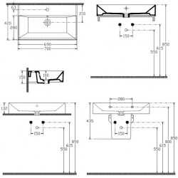 ΕΠΙΤΡΑΠΕΖΙΟΣ-ΚΡΕΜΑΣΤΟΣ ΝΙΠΤΗΡΑΣ 70Χ42 TETRA N BIANCO CERAMICA 32070