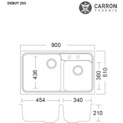 ΝΕΡΟΧΥΤΗΣ ΓΡΑΝΙΤΕΝΙΟΣ 90Χ51 DEBUT 205 ΕΝΘΕΤΟΣ CARRON